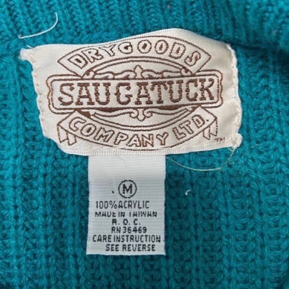 Vintage Saugatuck Company Size Medium Deep Turquoise Crewneck Sweater - Picture 11 of 13